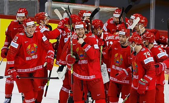 Radost bloruských hokejist po historické výhe nad védskem