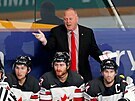 Hlavní kou kanadských hokejist Gerard Gallant (vpravo nahoe) se zlobí na...
