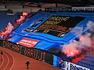 Fanouci Baníku Ostrava bhem zápasu proti Karviné