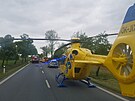U nehody u Jindichova Hradce pistál i vrtulník záchraná.