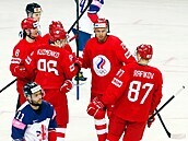 Radost ruských hokejist� v zápase proti Velké Británii