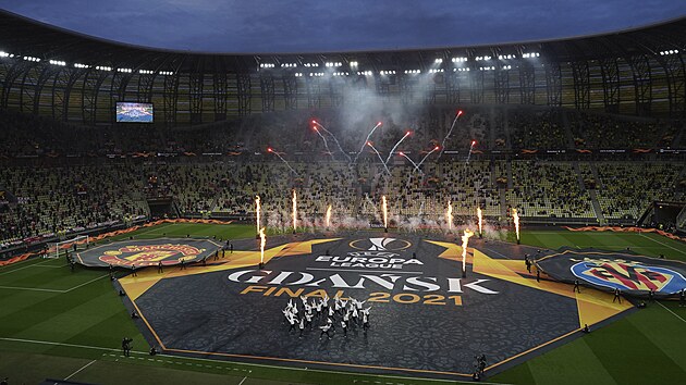 Zahajovac ceremonil na stadionu v Gdasku ped finle Evropsk ligy mezi Villarrealem a Manchesterem United.