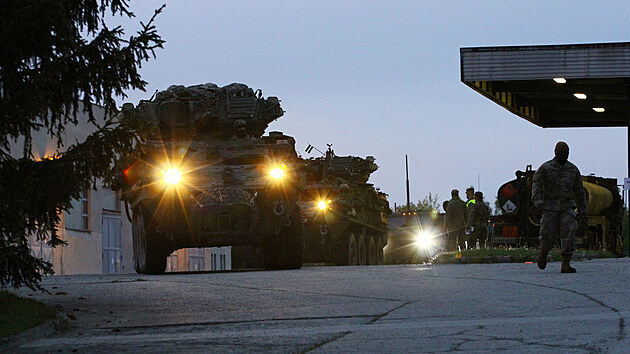 Do Ranova na Jihlavsku asn rno dorazila prvn st konvoje americkch vojk, kte pes esko pejd z Nmecka na cvien NATO v Maarsku. (23. kvtna 2021)