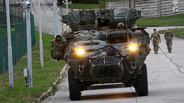 Do Ranova na Jihlavsku asn rno dorazila prvn st konvoje americkch vojk, kte pes esko pejd z Nmecka na cvien NATO v Maarsku. (23. kvtna 2021)