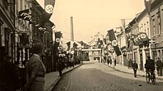 Ulice Dolní brána v pondlí 10. íjna 1938, tedy v den píjezdu wehrmachtu do...
