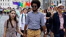 Dominik Feri s pítelkyní na pochodu hrdosti LGBTQ+ komunity Prahou Prague...