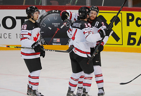 Kanada se raduje z gólu ve čtvrtfinále s Ruskem