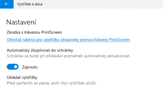 Nastavení zkratky PrintScreen ke screenshotování