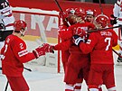 Rusko se raduje z vedoucího gólu Jevgenije Timkina ve tvrtfinále MS 2021 s...