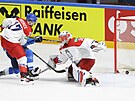 Jere Innala dává gól Finska ve tvrtfinále MS 2021 proti esku