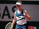 Barbora Krejíková se povzbuzuje ve tvrtfinále Roland Garros.