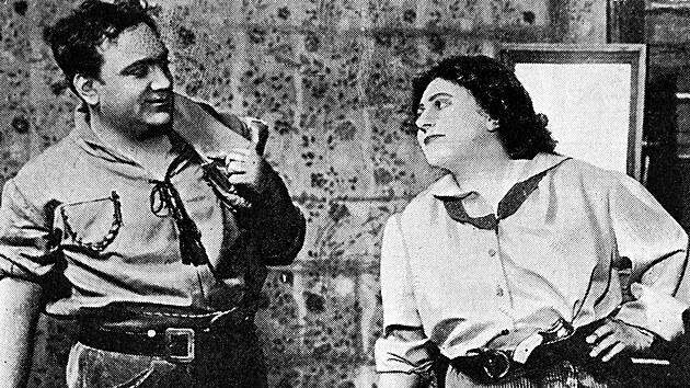 Enrico Caruso a Ema Destinnov v opee Giacoma Pucciniho Dve ze zlatho Zpadu. (1910)