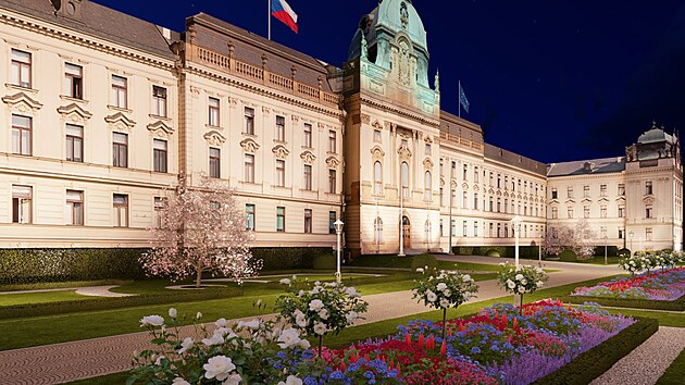 Strakova akademie je eklekticky novobarokn budova na levm behu Vltavy na Mal Stran v Praze. Jej pilehl zahrada projde rozshlou rekonstrukc. Na snmku vizualizace budouc zahrady.