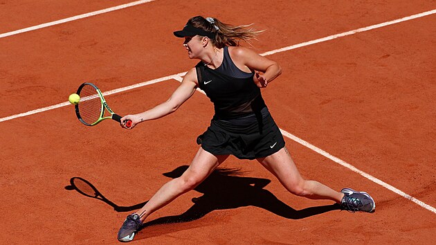 Ukrajinka Elina Svitolinov bhem zpasu Roland Garros proti Oceane Babelov z Francie.