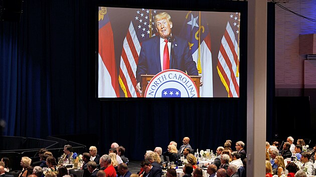 Bývalý prezident Donald Trump vystoupil na veřejnosti po několika měsících v Greenvillu v Severní Karolíně. (5. června 2021)