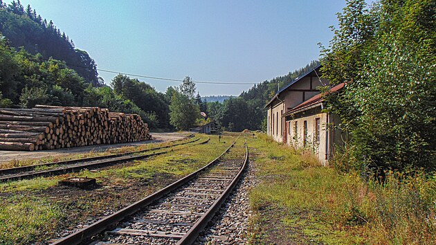 Původní výtopna ve stanici Rokytnice nad Jizerou. Stanice dnes slouží hlavně pro nakládku kalamitního dřeva.