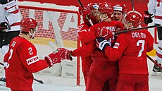 Rusko se raduje z vedoucího gólu Jevgenije Timkina ve čtvrtfinále MS 2021 s...
