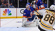 Branká New York Islanders Semjon Varlamov likviduje pokud Davida Pastráka z...