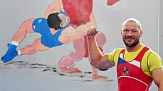 Artur Omarov v chomutovské zápasnické tělocvičně.
