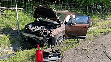 Nehoda dvou vozidel na dálnici D10 u Pedmice nad Jizerou. (3. 6. 20201)
