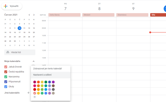 Aktivace a deaktivace kalend + zmna barev
