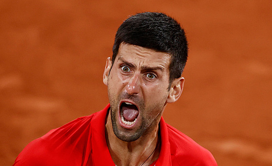 Srb Novak Djokovi slaví postup do semifinále Roland Garros.