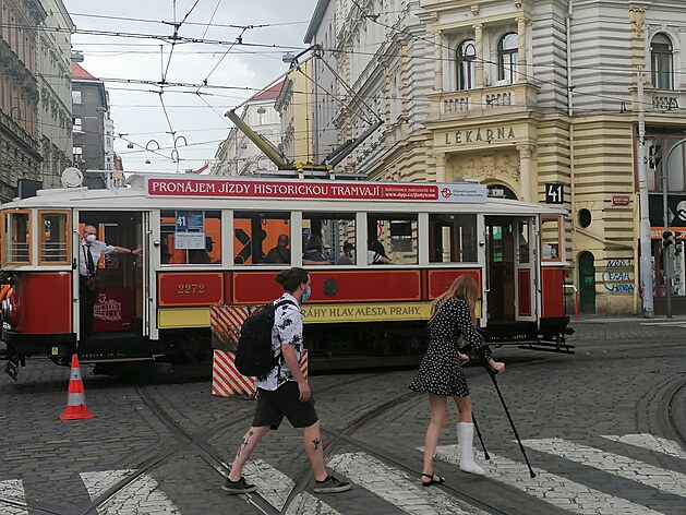 Výluka tramvají v ulici Milady Horákové
