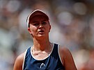 Barbora Krejíková bhem finále na Roland Garros
