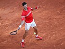 Novak Djokovi bhem páté sady finále Roland Garros