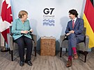 Nmecká kancléka Angela Merkelová a kanadský premiér Justin Trudeau se seli...
