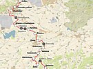 Mapa tratí mezi Jirkovem, Chomutovem, atcem a Lunou u Rakovníka