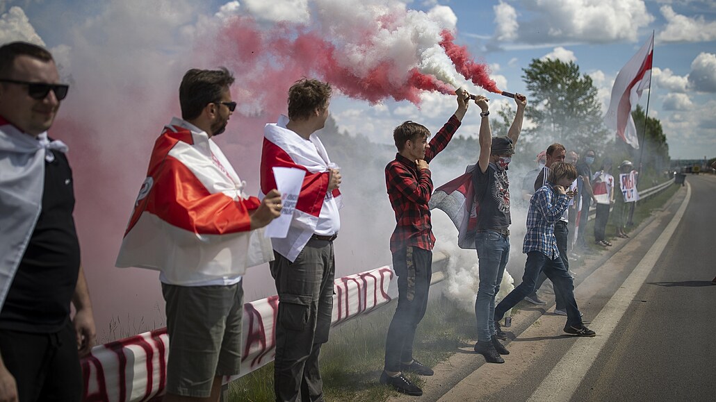 Protest proti Lukaenkov reimu na litevsko-bloruské hranici (12. ervna 2021)