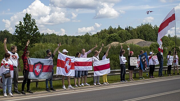Protest proti Lukaenkov reimu na litevsko-blorusk hranici (12. ervna 2021)