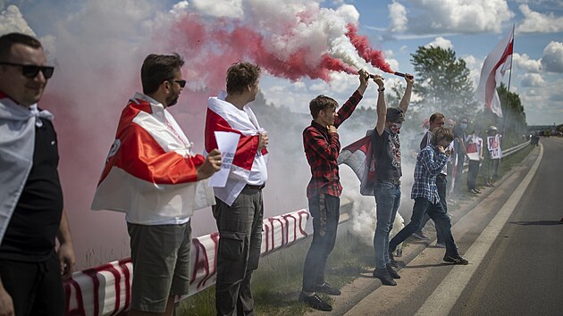 Protest proti Lukaenkov reimu na litevsko-blorusk hranici (12. ervna 2021)