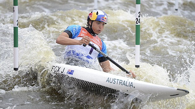 Kanoistka Jessica Foxov z Austrlieve finlov jzd v Praze.