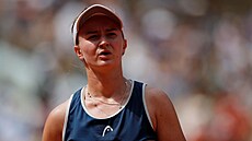 Barbora Krejíková bhem finále na Roland Garros