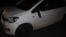 Na parkoviti u obchodního domu Horní Lán v Olomouci se stala dopravní nehoda...