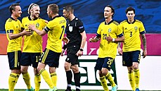 Gólová radost fotbalist� �védska.