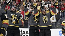 Hokejisté Vegas Golden Knights oslavují postup do konferenního finále.