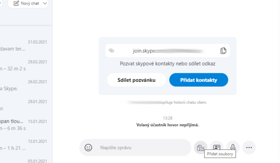 Zasln soubor pes Skype