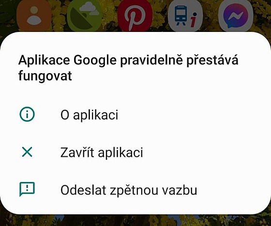 Chybová hláka Googlu na mobilech s Androidem