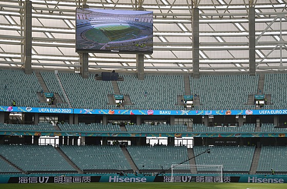Pohled na Olympijský stadion v Baku ped utkáním Eura 2021