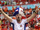 eský fanouek v Puskás Aren ped utkáním osmifinále ME proti Nizozemsku