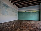 Malby Jiího Kaloe na stnách v interiéru domu (21. 6. 2021)