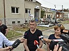 Premiér Andrej Babi hovoí s novinái 25. ervna 2021 v Moravské Nové Vsi na...