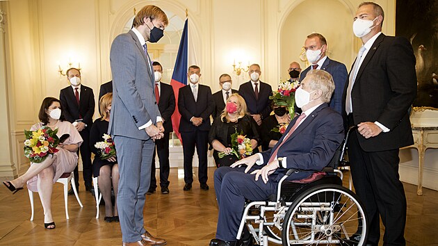 Setkn len vldy s prezidentem Miloem Zemanem na zmku v Lnech (28. ervna 2021)