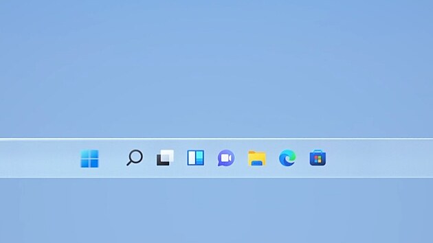 Nový hlavní panel ve Windows 11 má ikony zarovnané na střed.