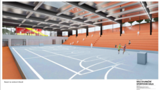 Vizualizace multifunkní sportovní haly ze studie Schindler Seko architekti.