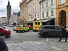 Policisté zaveli ást námstí Pemysla Otakara II. v eských Budjovicích....