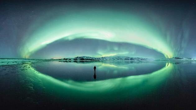 250° panorama polární záře na Islandu